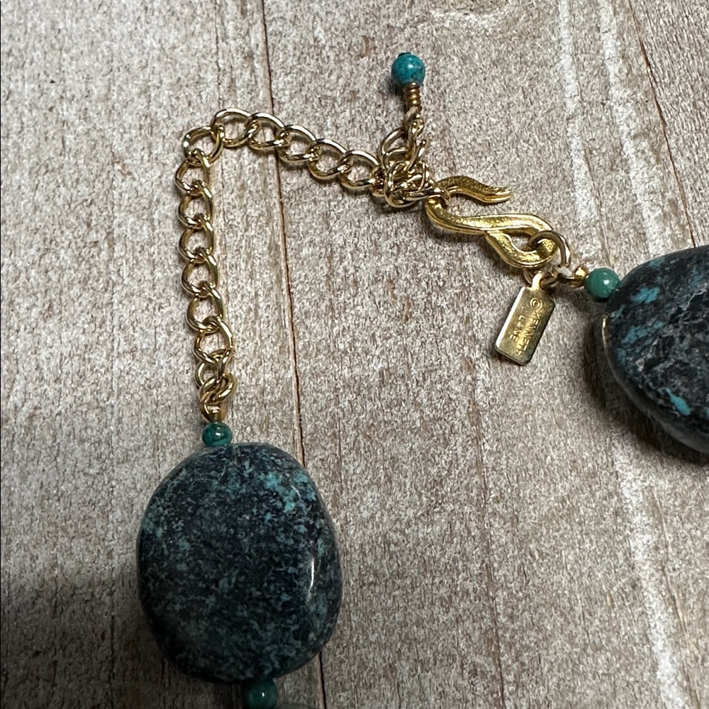 Kenneth Jay Lane euc vintage chunky turquoise crystal rock gemstone necklace - Picture 7 of 9